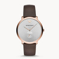  Shop Authentic Emporio Armani Modern Slim Analog Silver Dial Brown Leather Strap Watch For Men - AR11163 - Luxxuri
