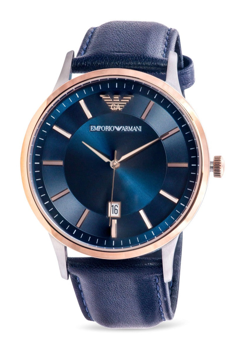  Shop Authentic Emporio Armani Renato Analog Blue Dial Blue Leather Strap Watch For Men - AR11188 - Luxxuri