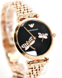  Shop Authentic Emporio Armani Gianni T Bar Black Dial Rose Gold Steel Strap Watch For Women - AR11206 - Luxxuri