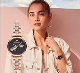  Shop Authentic Emporio Armani Gianni T Bar Black Dial Rose Gold Steel Strap Watch For Women - AR11206 - Luxxuri