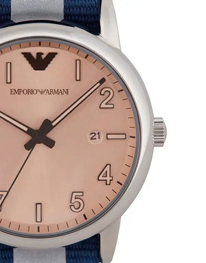  Shop Authentic Emporio Armani Luigi Analog Beige Dial Two Tone NATO Strap Watch For Men - AR11212 - Luxxuri