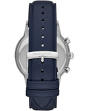  Shop Authentic Emporio Armani Renato Chronograph Blue Dial Black Leather Strap Watch For Men - AR11216 - Luxxuri