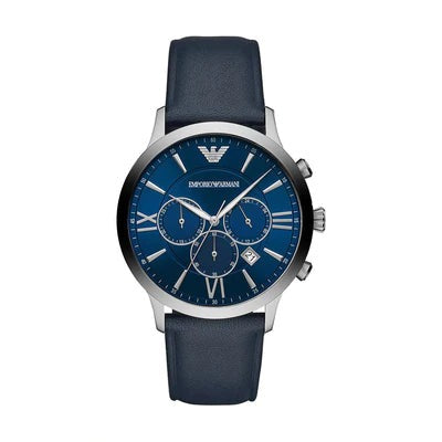  Shop Authentic Emporio Armani Giovanni T Bar Chronograph Quartz Blue Dial Blue Leather Strap Watch For Men - AR11226 - Luxxuri