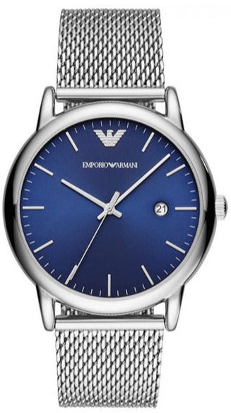  Shop Authentic Emporio Armani Luigi Quartz Blue Dial Silver Mesh Bracelet Watch For Men - AR11230 - Luxxuri