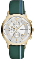  Shop Authentic Emporio Armani Renato Chronograph Silver Dial Green Leather Strap Watch For Men - AR11233 - Luxxuri