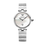  Shop Authentic Emporio Armani Mother of Pearl Dial Silver Steel Strap Watch For Women - AR11235 - Luxxuri