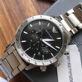  Shop Authentic Emporio Armani Mario Chronograph Black Dial Silver Steel Strap Watch For Men - AR11241 - Luxxuri