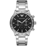  Shop Authentic Emporio Armani Mario Chronograph Black Dial Silver Steel Strap Watch For Men - AR11241 - Luxxuri