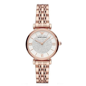  Shop Authentic Emporio Armani T-Bar Gianni Crystal Pave Dial Rose Gold Steel Strap Watch For Women - AR11244 - Luxxuri