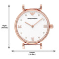Emporio Armani Gianni T-Bar Quartz White Dial Rose Gold Steel Strap Watch For Women - AR11267