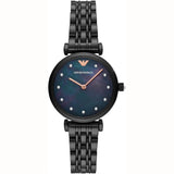  Shop Authentic Emporio Armani Gianni T-Bar Quartz Black Mother of Pearl Dial Black Steel Strap Watch For Women - AR11268 - Luxxuri