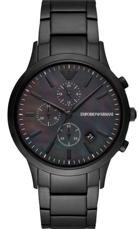  Shop Authentic Emporio Armani Renato Chronograph Mother of Pearl Black Dial Black Steel Strap Watch For Men - AR11275 - Luxxuri