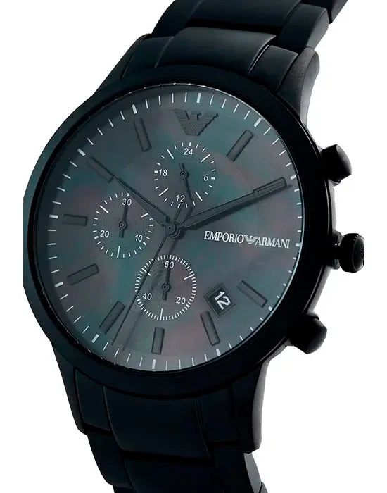  Shop Authentic Emporio Armani Renato Chronograph Mother of Pearl Black Dial Black Steel Strap Watch For Men - AR11275 - Luxxuri
