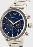  Shop Authentic Emporio Armani Mario Chronograph Blue Dial Silver Steel Strap Watch For Men - AR11306 - Luxxuri