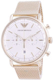  Shop Authentic Emporio Armani Aviator Chronograph Quartz Beige Dial Gold Mesh Bracelet Watch For Men - AR11315 - Luxxuri