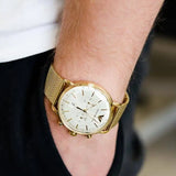  Shop Authentic Emporio Armani Aviator Chronograph Quartz Beige Dial Gold Mesh Bracelet Watch For Men - AR11315 - Luxxuri