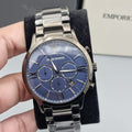  Shop Authentic Emporio Armani Giovanni Chronograph Blue Dial Grey Steel Strap Watch For Men - AR11348 - Luxxuri