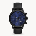  Shop Authentic Emporio Armani Luigi Analog Blue Dial Black Leather Strap Watch For Men - AR11351 - Luxxuri