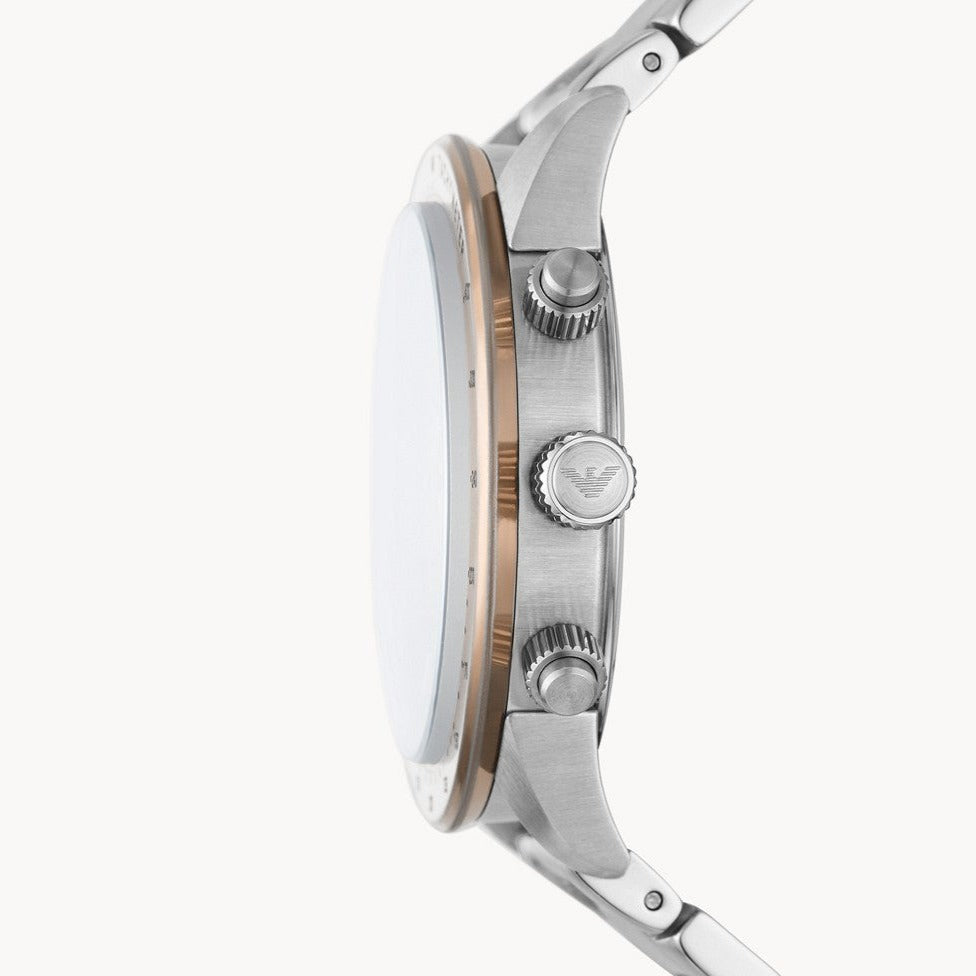  Shop Authentic Emporio Armani Mario Chronograph Beige Dial Silver Steel Strap Watch For Men - AR11352 - Luxxuri