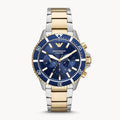  Shop Authentic Emporio Armani Mario Chronograph Blue Dial Two Tone Steel Strap Watch For Men - AR11362 - Luxxuri