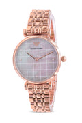  Shop Authentic Emporio Armani Gianni T Bar Quartz Mother of Pearl Dial Rose Gold Steel Strap Watch For Women - AR11385 - Luxxuri