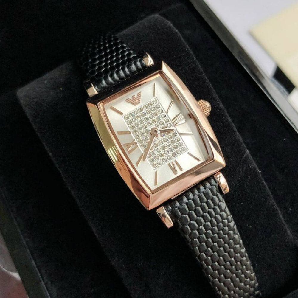  Shop Authentic Emporio Armani Gianni T Bar Quartz White Dial Black Leather Strap Watch For Women - AR11408 - Luxxuri