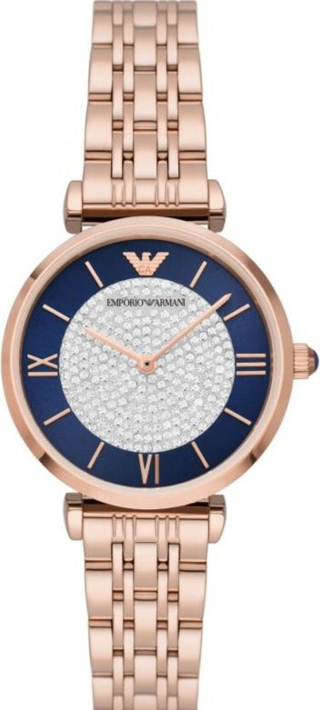  Shop Authentic Emporio Armani Gianni T-Bar Quartz Crystals Black Dial Gold Steel Strap Watch For Women - AR11423 - Luxxuri