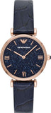  Shop Authentic Emporio Armani Gianni T-Bar Quartz Blue Dial Blue Leather Strap Watch for Women - AR11424 - Luxxuri