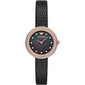  Shop Authentic Emporio Armani Aviator Crystals Mother of Pearl Black Dial Black Silicon Strap Watch For Women - AR11373 - Luxxuri