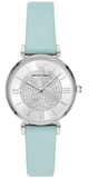  Shop Authentic Emporio Armani Gianni T Bar Analog Crystals Silver Dial Blue Leather Strap Watch For Women - AR11443 - Luxxuri