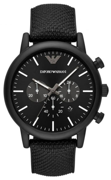  Shop Authentic Emporio Armani Luigi Analog Black Dial Black Leather Strap Watch For Men - AR11450 - Luxxuri