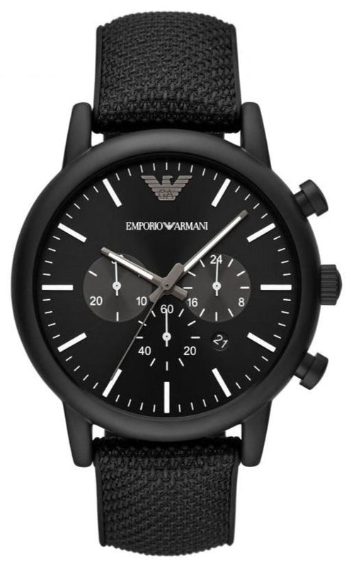  Shop Authentic Emporio Armani Luigi Analog Black Dial Black Leather Strap Watch For Men - AR11450 - Luxxuri