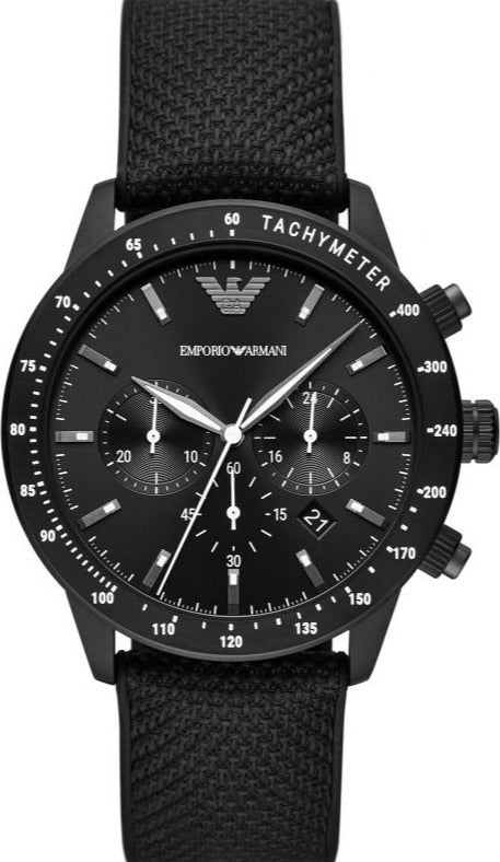  Shop Authentic Emporio Armani Mario Chronograph Quartz Black Dial Black Nylon Strap Watch For Men - AR11453 - Luxxuri