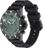  Shop Authentic Emporio Armani Diver Chronograph Quartz Green Dial Black Silicon Strap Watch For Men - AR11463 - Luxxuri