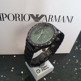  Shop Authentic Emporio Armani Mario Chronograph Green Dial Black Steel Strap Watch For Men - AR11472 - Luxxuri