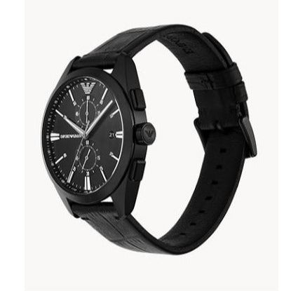  Shop Authentic Emporio Armani Claudio Chronograph Black Dial Black Leather Strap Watch For Men - AR11483 - Luxxuri