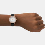  Shop Authentic Emporio Armani Cleo Three-Hand Mother of Pearl Dial Black Leather Strap Watch For Women - AR11485 - Luxxuri