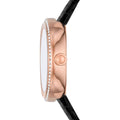 Emporio Armani Rosa Two Hand Black Dial Black Leather Strap Watch For Women - AR11493