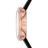  Shop Authentic Emporio Armani Rosa Two Hand Black Dial Black Leather Strap Watch For Women - AR11493 - Luxxuri