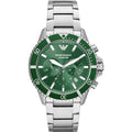  Shop Authentic Emporio Armani Diver Chronograph Green Dial Silver Steel Strap Watch For Men - AR11500 - Luxxuri