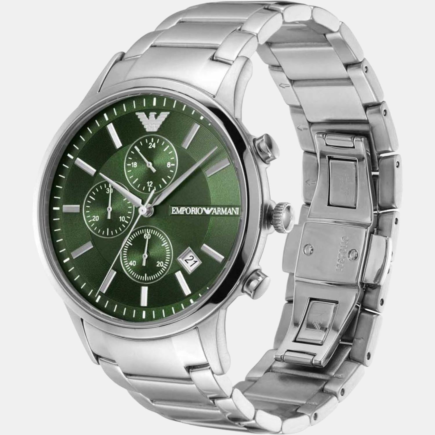  Shop Authentic Emporio Armani Renato Chronograph Green Dial Silver Steel Strap Watch For Men - AR11507 - Luxxuri
