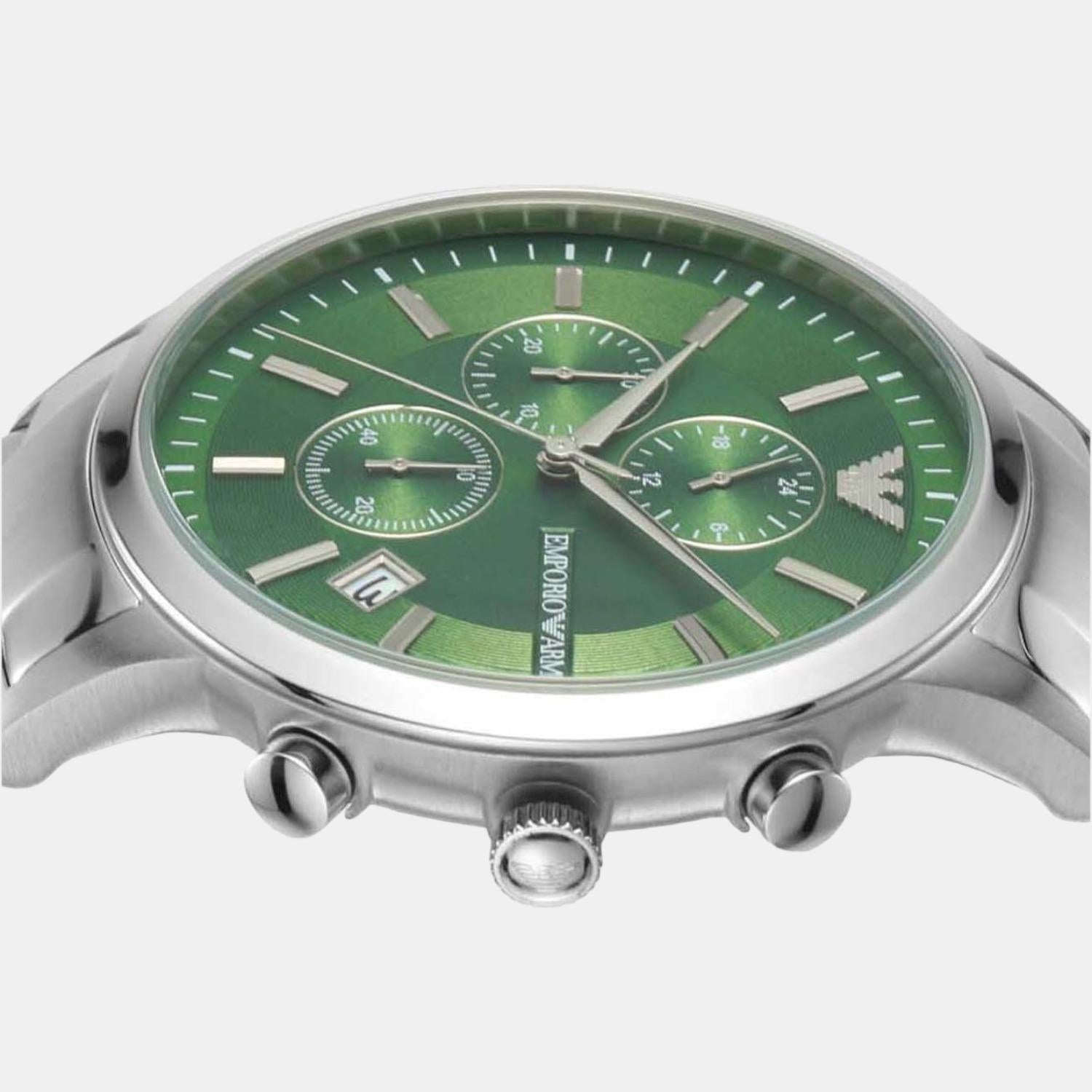  Shop Authentic Emporio Armani Renato Chronograph Green Dial Silver Steel Strap Watch For Men - AR11507 - Luxxuri