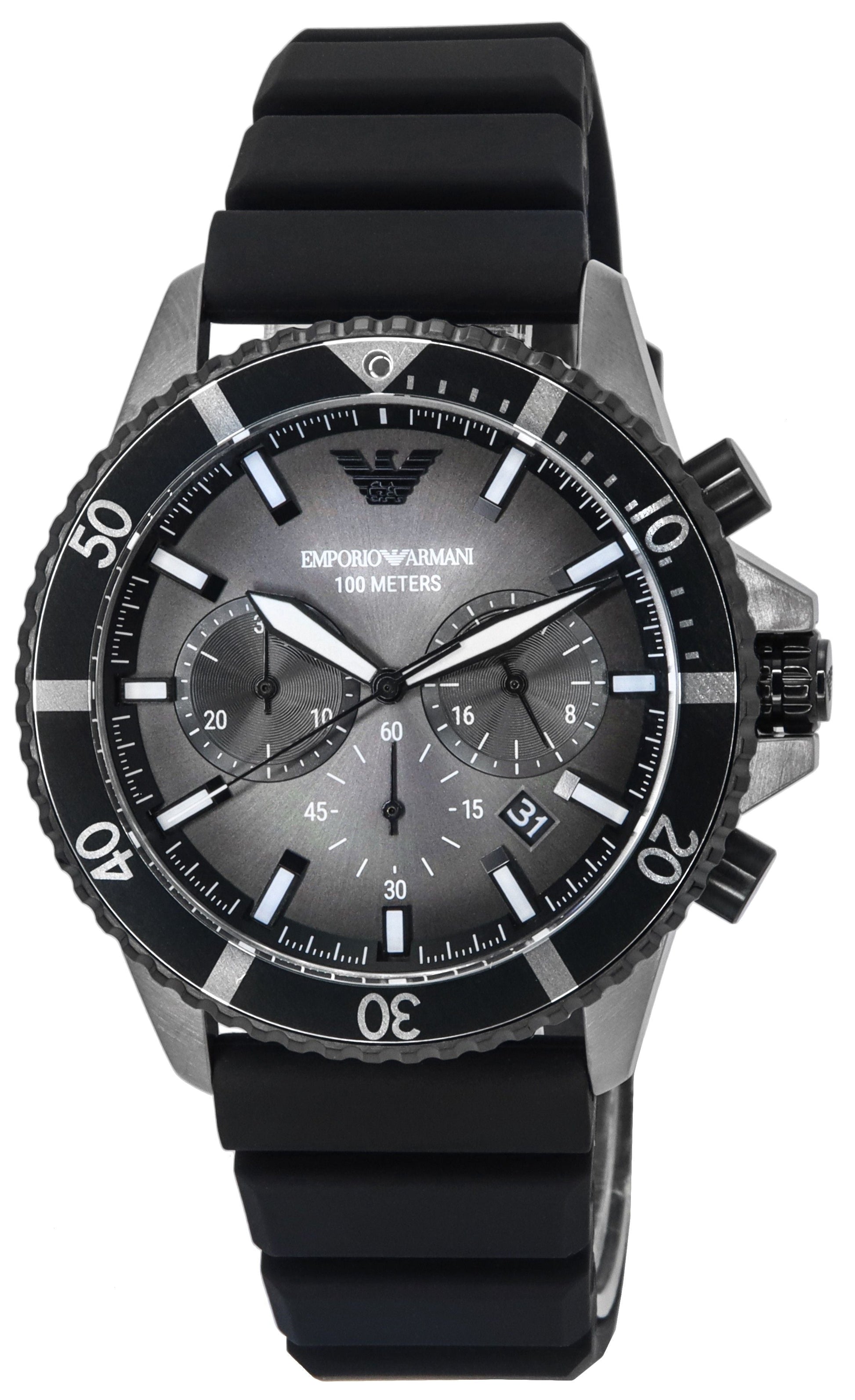  Shop Authentic Emporio Armani Mario Chronograph Black Dial Black Leather Strap Watch For Men - AR11243 - Luxxuri