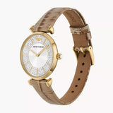  Shop Authentic Emporio Armani Gianni T Bar Crystals Silver Dial Brown Leather Strap Watch For Women - AR11518 - Luxxuri