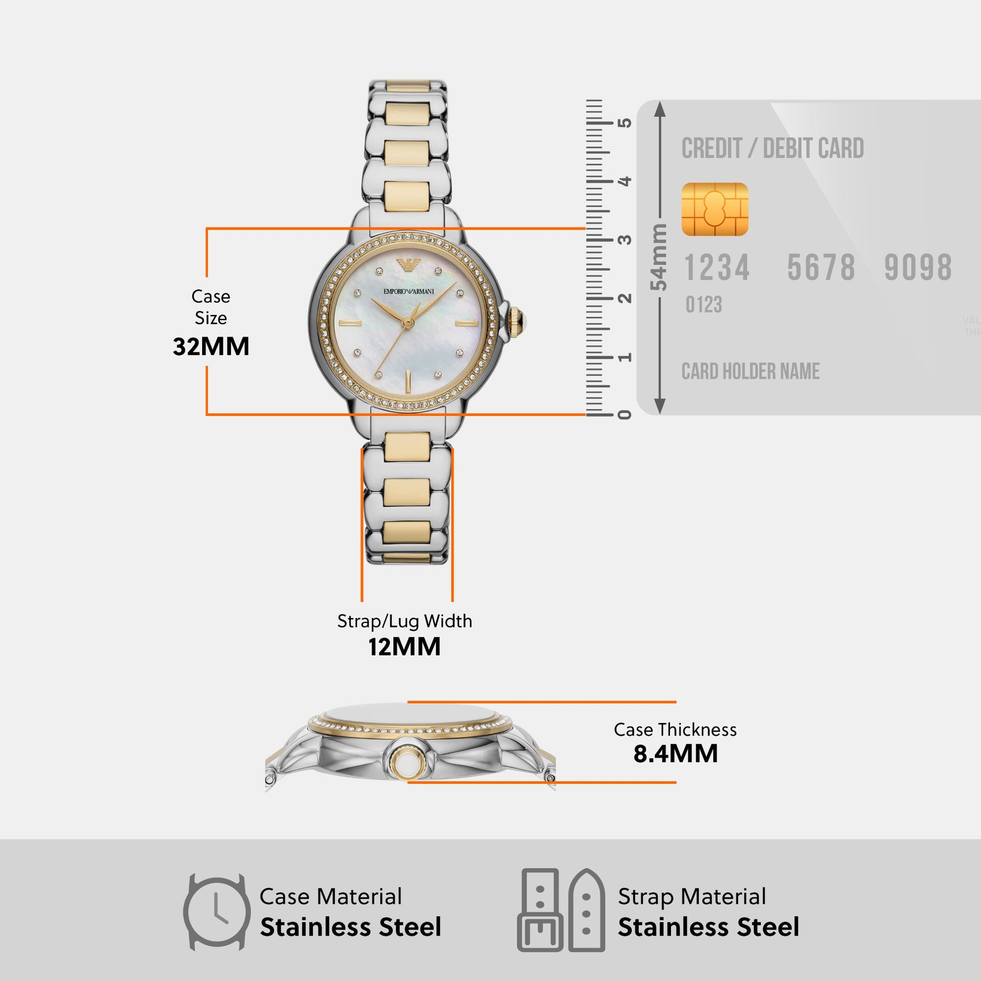  Shop Authentic Emporio Armani Mia Quartz Mother of Pearl Dial Two Tone Steel Strap Watch For Women - AR11524 - Luxxuri