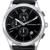  Shop Authentic Emporio Armani Paolo Chronograph Black Dial Black Leather Strap Watch For Men - AR11530 - Luxxuri