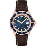  Shop Authentic Emporio Armani Pro Planet Three Hand Date Blue Dial Brown Leather Strap Watch For Men - AR11556 - Luxxuri