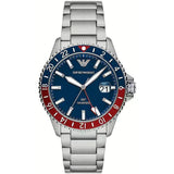  Shop Authentic Emporio Armani Sea Explorer GMT Blue Dial Silver Steel Strap Watch For Men - AR11590 - Luxxuri