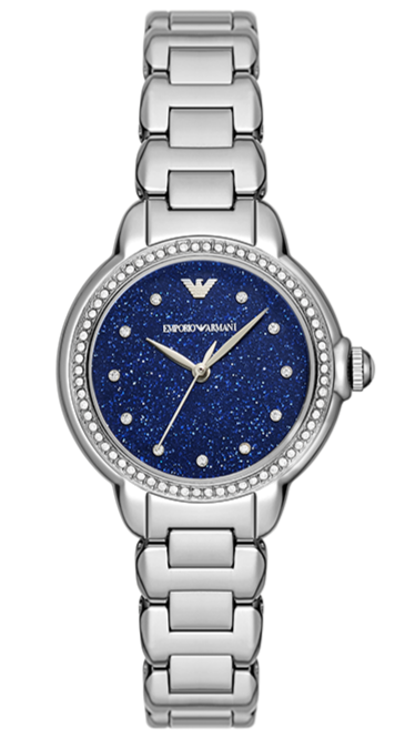  Shop Authentic Emporio Armani Mia Three Hand Crystals Blue Dial Silver Steel Strap Watch For Women - AR11630 - Luxxuri