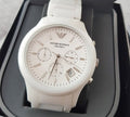  Shop Authentic Emporio Armani Ceramica Chronograph White Dial White Strap Watch For Men - AR1453 - Luxxuri